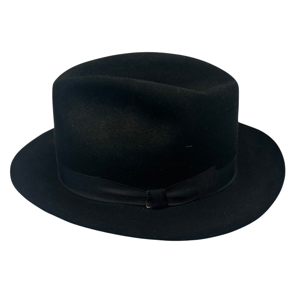 Beaver Hats Major Black 100% Genuine Fur Felt Fedora Hat Sacred Feather 7 1/8